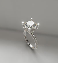 Load image into Gallery viewer, mina d fine jewelry princess cut three carat diamond engagement ring top view