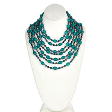 Load image into Gallery viewer, Teal Jade Seven Row Statement Necklace