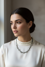 Load image into Gallery viewer, Model Wearing Black Diamond and White Topaz Necklace