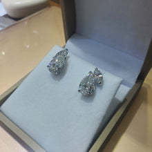 Load image into Gallery viewer, Pear Shape Diamond and Marquise Diamond Stud Earrings