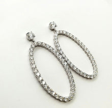 Load image into Gallery viewer, Oval Shape Diamond Dangle Earrings with Round Diamond Post