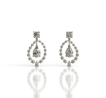 Load image into Gallery viewer, Pear Shape and Round Diamonds Statement Drop Earrings