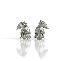 Load image into Gallery viewer, Pear Shape Diamond and Marquise Diamond Stud Earrings