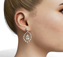 Load image into Gallery viewer, Pear Shape and Round Diamonds Statement Drop Earrings