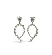 Load image into Gallery viewer, Diamond Pear Shape Diamond Dangling Earrings With Pear Shape Diamond Center