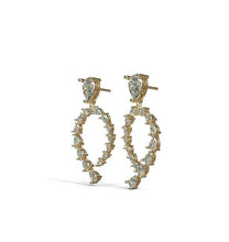 Load image into Gallery viewer, Diamond Pear Shape Diamond Dangling Earrings With Pear Shape Diamond Center
