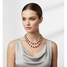 Load image into Gallery viewer, Pearl and Garnet Briolette Necklace - Doubled, Accurate to Product