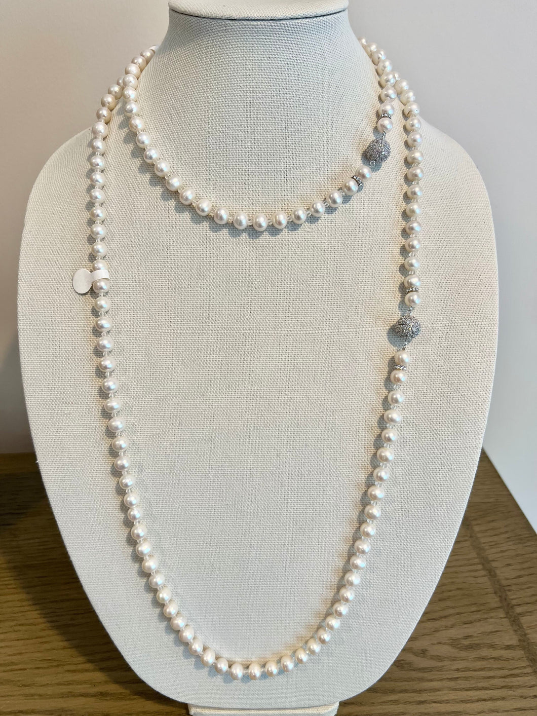 White Pearl Classic Long Necklace