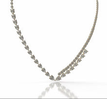 Load image into Gallery viewer, Pear Shape and Round Diamond Double Row Tennis Necklace