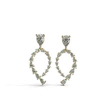 Load image into Gallery viewer, Diamond Pear Shape Diamond Dangling Earrings With Pear Shape Diamond Center