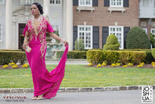 Load image into Gallery viewer, Long Rose Quartz Necklace with Sterling Silver Deco CZ Clasp - minadjewelry