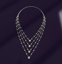 Load and play video in Gallery viewer, Four Row Link Necklace with 1ct Each Center Diamond Necklace
