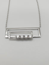 Load image into Gallery viewer, rectangle pendant necklace with four diamonds