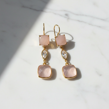 Load image into Gallery viewer, Rose Quartz Earrings Flat Lay