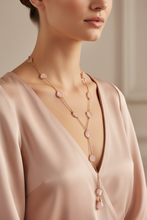Load image into Gallery viewer, Rose Quartz Slab Y-Lariat Model Fixed