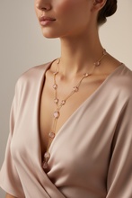 Load image into Gallery viewer, Rose Quartz Y-Lariat Necklace Model