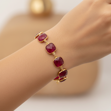 Load image into Gallery viewer, Ruby Cushion Cut Bracelet with Toggle Closure