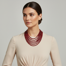 Load image into Gallery viewer, Seven Row Red Jade & Garnet Necklace - Corrected