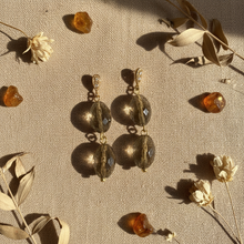 Load image into Gallery viewer, Smoky Quartz Double Drop Earrings Flat Lay