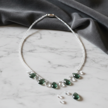 Load image into Gallery viewer, Styled Crystal and Moss Aquamarine Necklace - Corrected