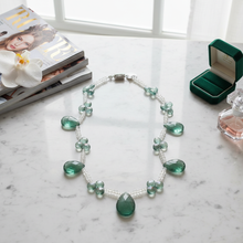 Load image into Gallery viewer, Styled Moss Green Aquamarine and Moonstone Necklace - Corrected Color