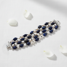 Load image into Gallery viewer, Blue Lapis & Keshi Pearl Bracelet - minadjewelry