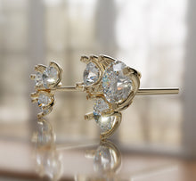 Load image into Gallery viewer, Three Stone Diamond Stud Earrings