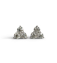 Load image into Gallery viewer, three stone diamond stud earrings