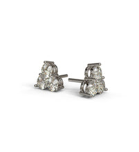 Load image into Gallery viewer, three stone diamond stud earrings