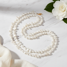Load image into Gallery viewer, White Baroque Biwa Pearl Necklace Flat Lay