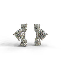 Load image into Gallery viewer, Double Pear Shape and Round Diamond Cluster Earrings