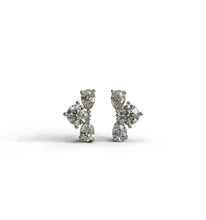 Load image into Gallery viewer, Double Pear Shape and Round Diamond Cluster Earrings