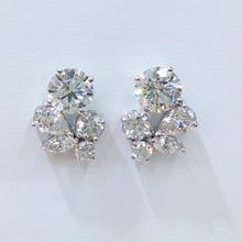 Load image into Gallery viewer, Blue Sapphire Cushion & Diamond Earrings