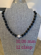 Load image into Gallery viewer, Onyx Faceted Statement Necklace with CZ Pave Sterling Silver Clasp - minadjewelry