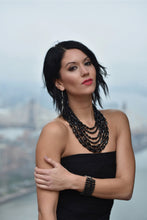 Load image into Gallery viewer, Multi Row Multi Faceted Onyx Statement Necklace - minadjewelry