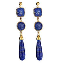 Load image into Gallery viewer, Blue Lapis Vermeil Long Earrings - minadjewelry