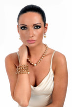 Load image into Gallery viewer, Champagne Pearl Necklace with Gold CZ Pave Clasp - minadjewelry