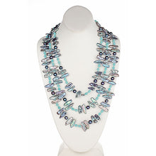 Load image into Gallery viewer, Grey Biwa Pearl and Amazonite Endless Necklace
