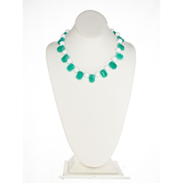 Turquoise Agate and white agate statement necklace