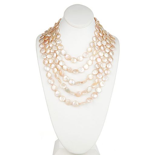 Mutli Row Coin Pearl Statement Necklace