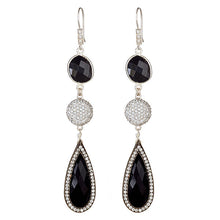 Load image into Gallery viewer, Onyx and White Topaz Earrings - minadjewelry