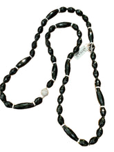 Load image into Gallery viewer, Long Faceted Onyx & CZ Roundel Necklace