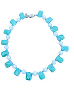 Load image into Gallery viewer, Turquoise Agate and white agate statement necklace
