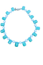 Load image into Gallery viewer, Turquoise Agate and white agate statement necklace