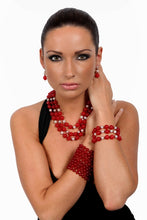 Load image into Gallery viewer, Three row Red Jade and Pink Pearl Necklace - minadjewelry