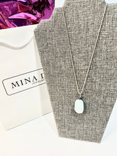 Load image into Gallery viewer, Aquamarine Pendant Necklace on Sterling Silver Rope Chain - minadjewelry
