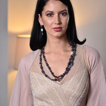 Load image into Gallery viewer, Iolite and pearl Long Necklace - minadjewelry