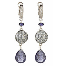 Load image into Gallery viewer, Iolite and White Topaz Pave Earrings - minadjewelry