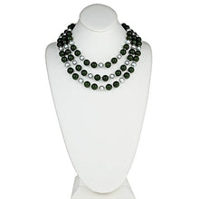 Load image into Gallery viewer, Three row Green Jade, Silver Grey Pearl Necklace - minadjewelry