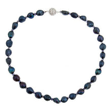 Load image into Gallery viewer, Barouque Pearl Necklace with CZ Sterling Silver Pave Clasp - minadjewelry